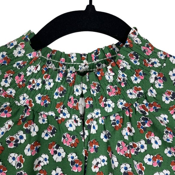 Boden Floral High Neck Shift Long Sleeve Dress Green Tie Belt Dress Size 14 - Picture 11 of 11